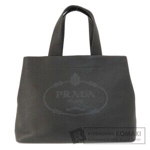 Prada Leather Logo Tote Bag